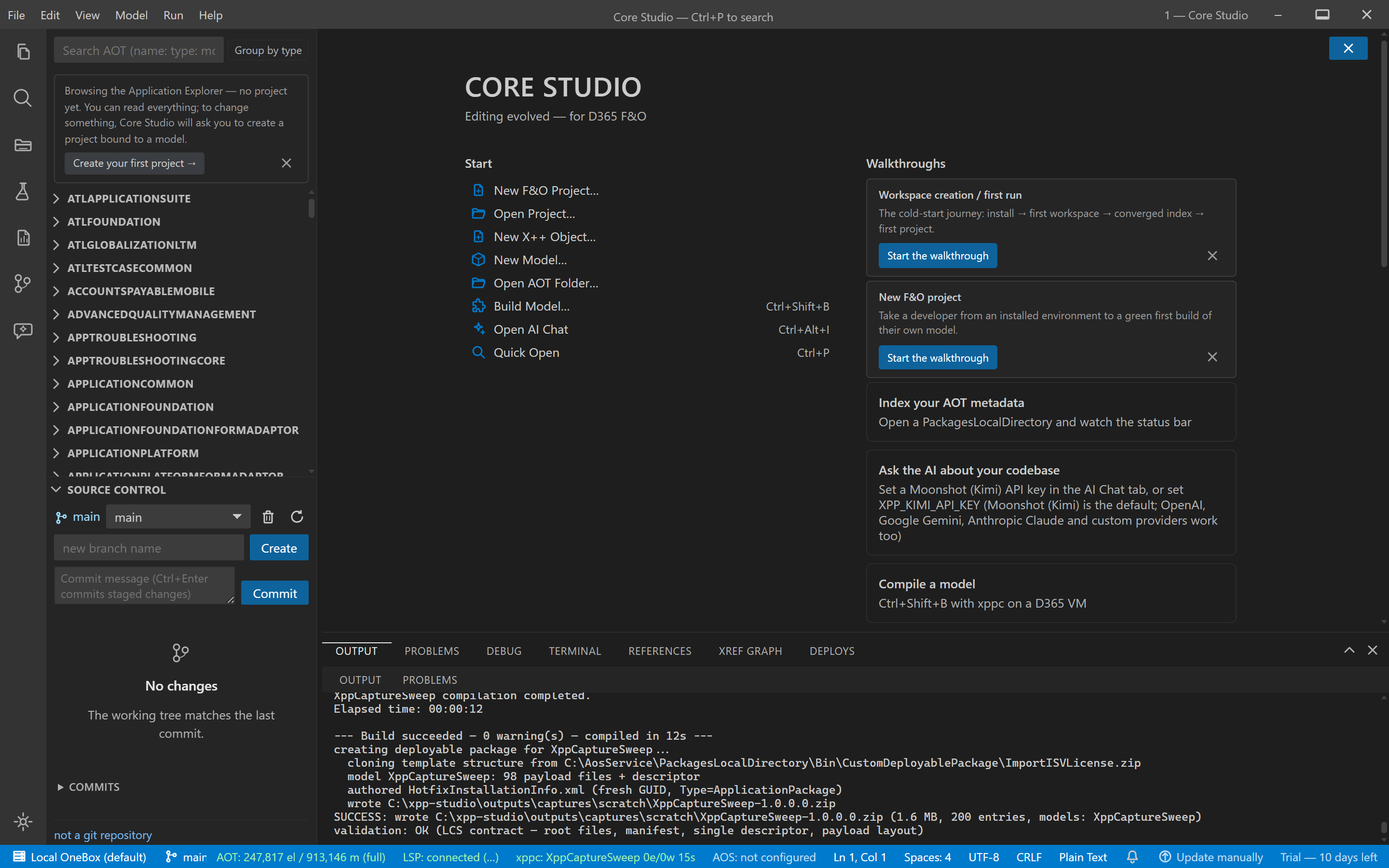 The deployable-package result showing the LCS-layout zip and validation output