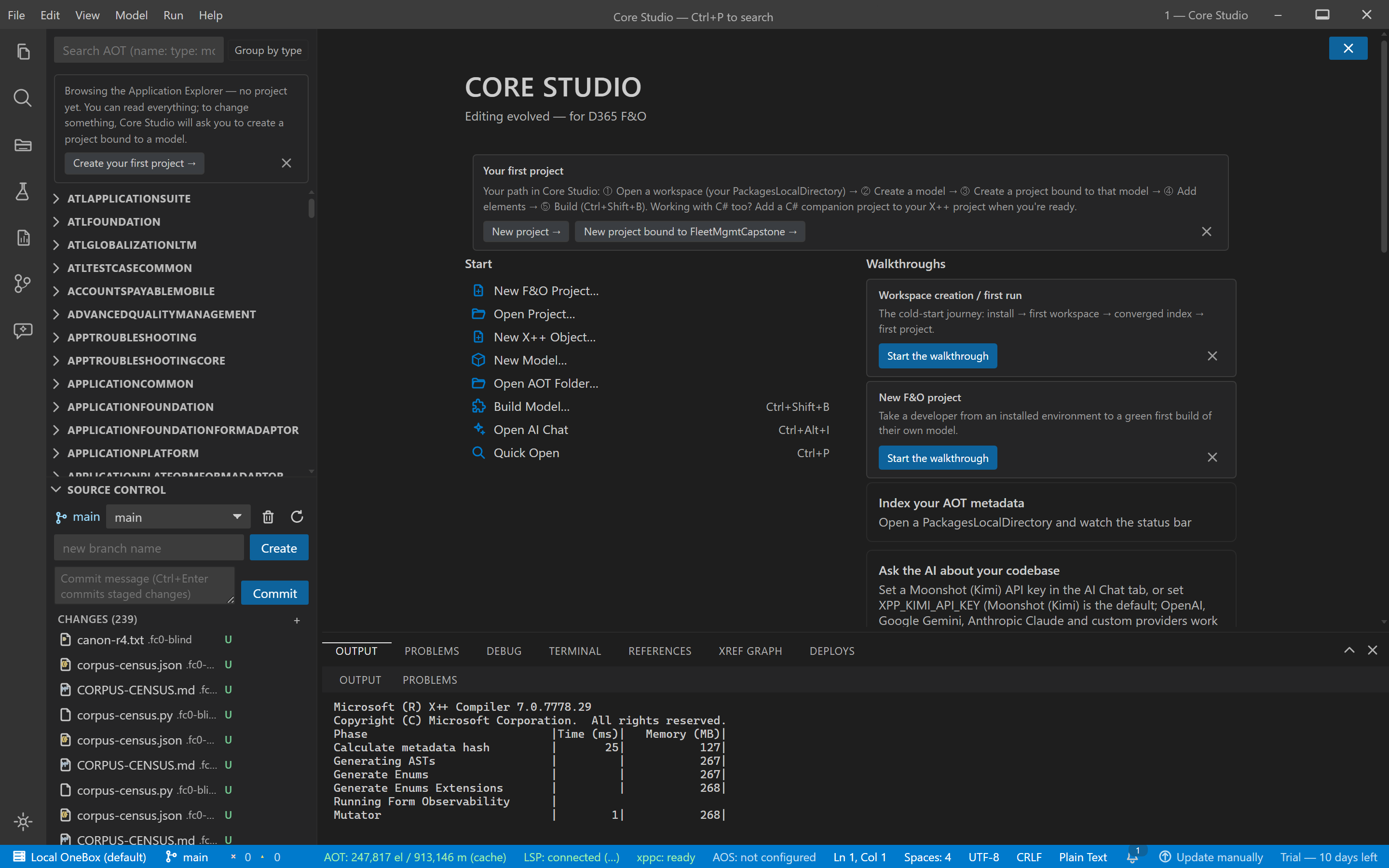 The Build drawer streaming compiler output during a model build