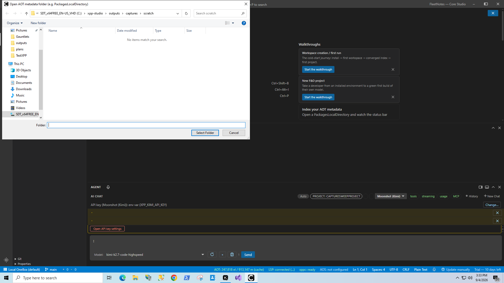 The AOT root picker choosing the PackagesLocalDirectory metadata root